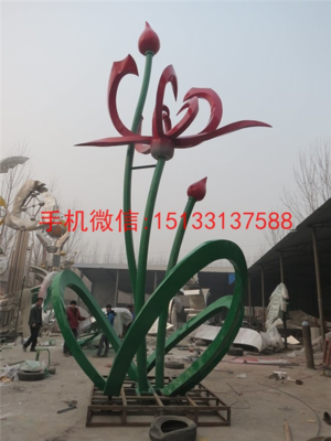 景观花朵不锈钢雕塑 四川德阳城市艺术中的永恒绽放